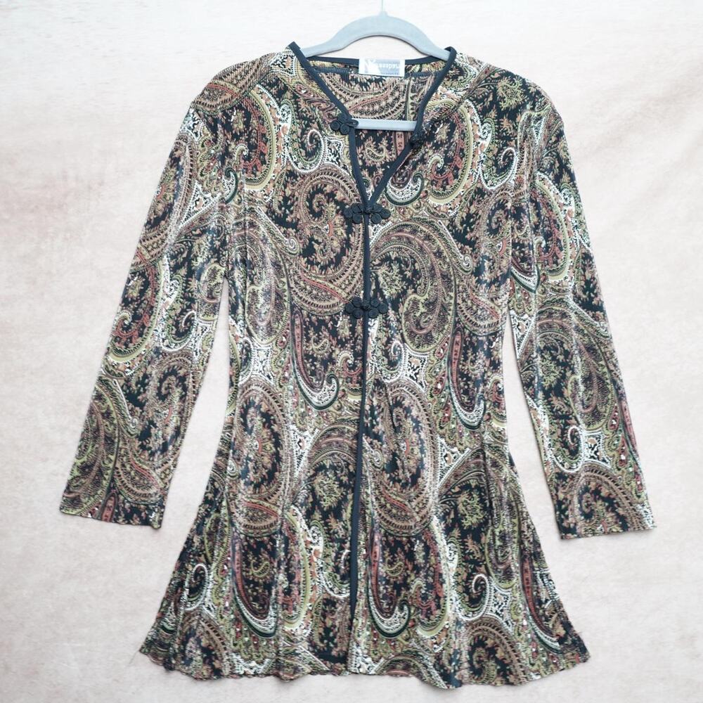 Dressbarn Paisley Tunic Top Small Y2K